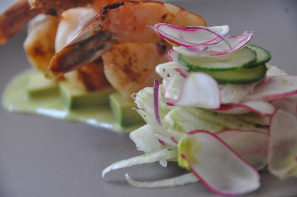 shaved fennel, radish, and persian cucumber salad with red onion