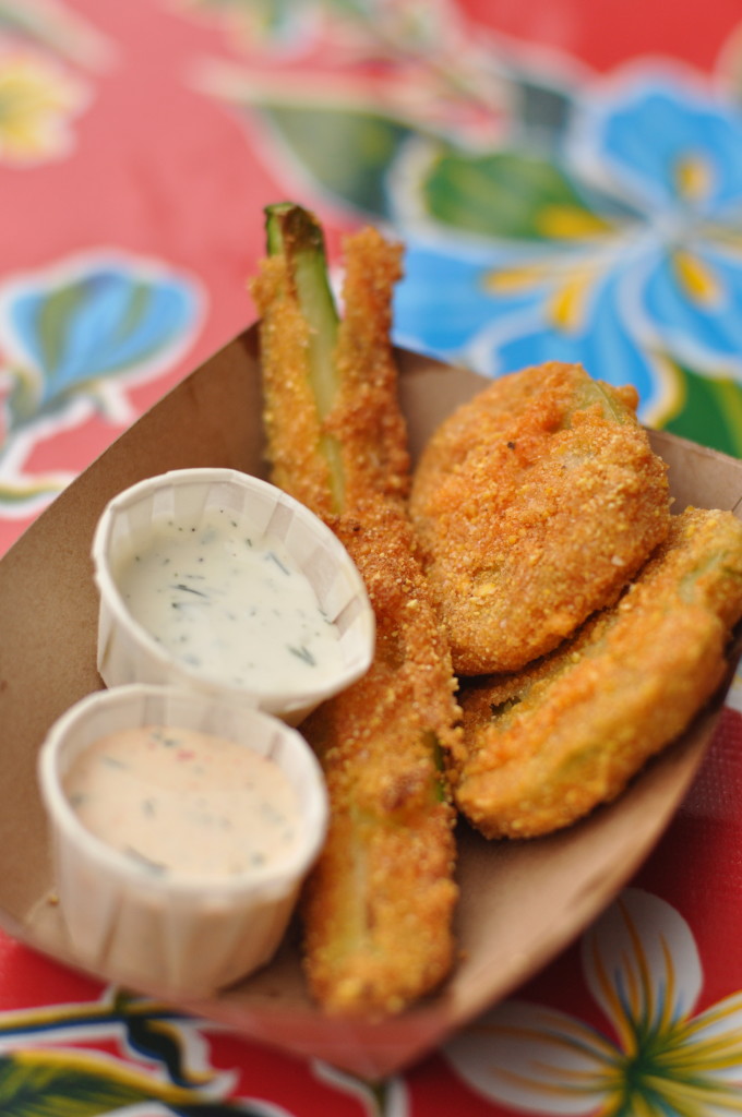 Cornmeal Crusted Fried Green Tomatoes and Zucchini Sticks