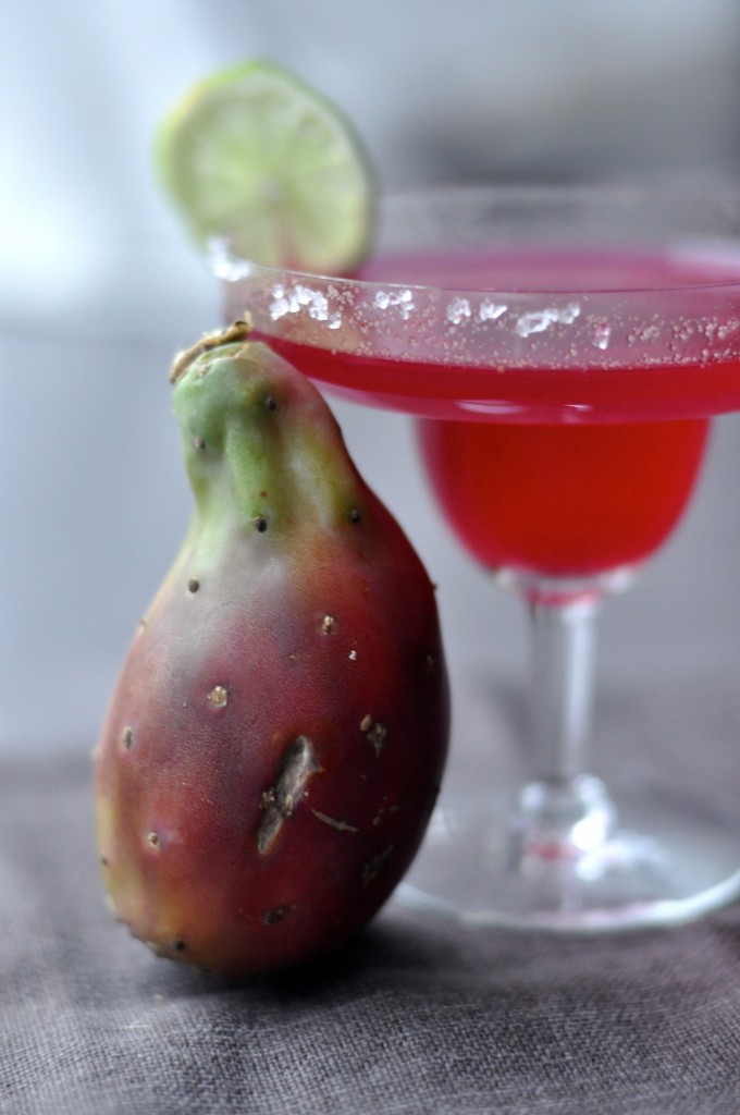Cactus Pear Margarita with rose & lime...sublime