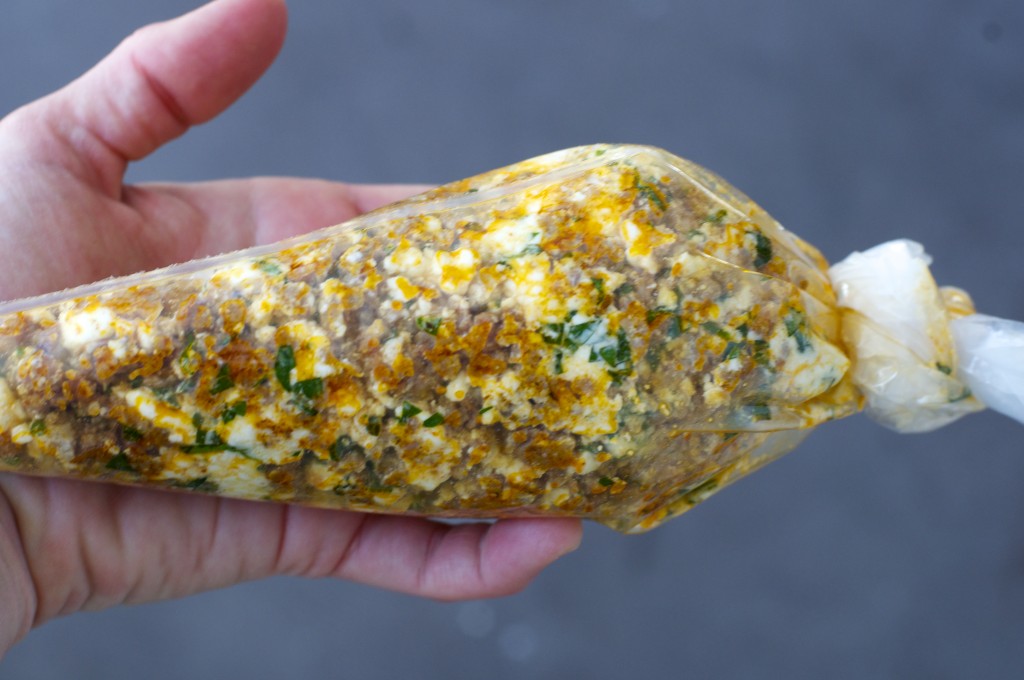 Chorizo, Feta, and Mint Stuffing for Calamari