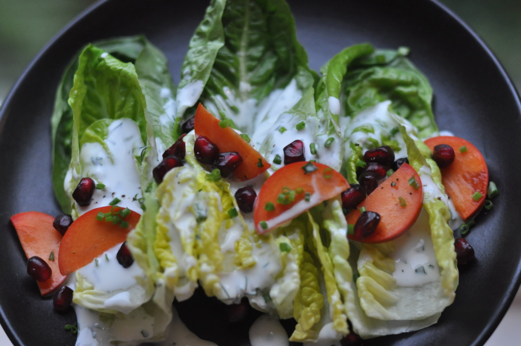 Fuyu Persimmon, Little Gem Lettuces & Kefir Ranch Dressing