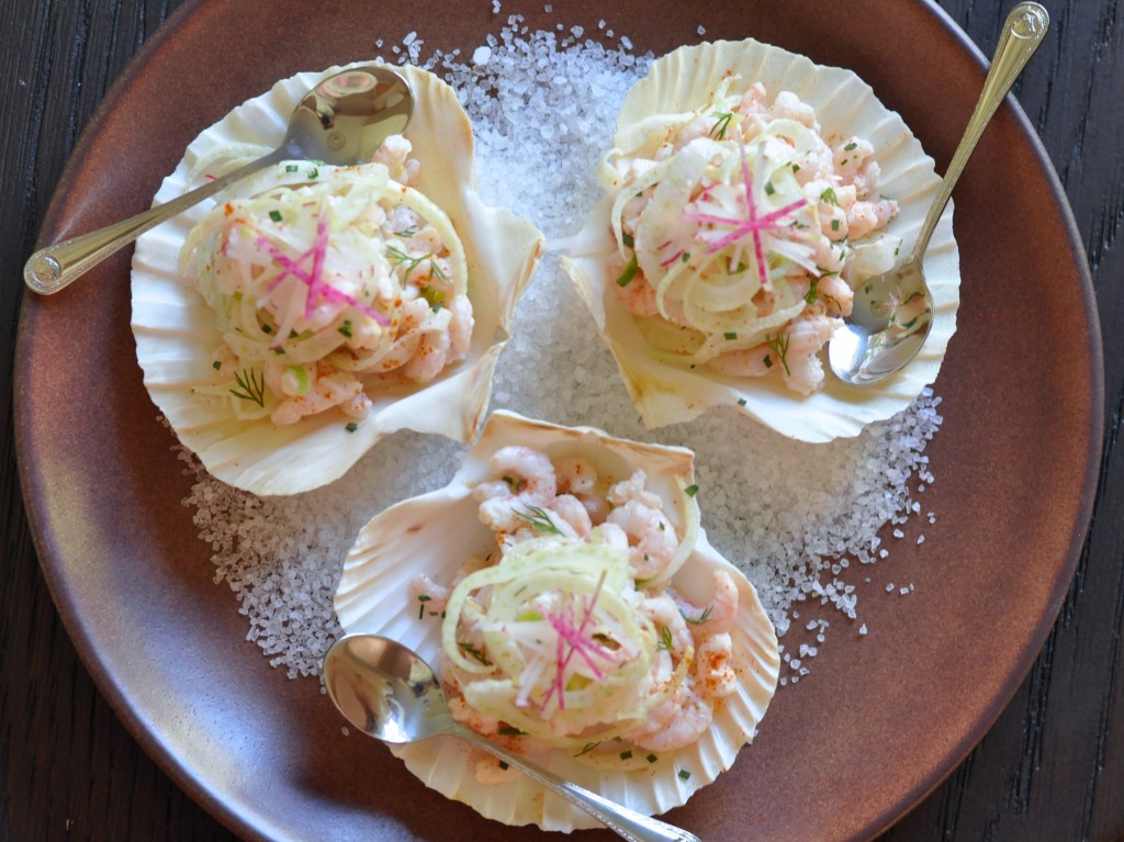 Shrimp Salad on Scallop Shells