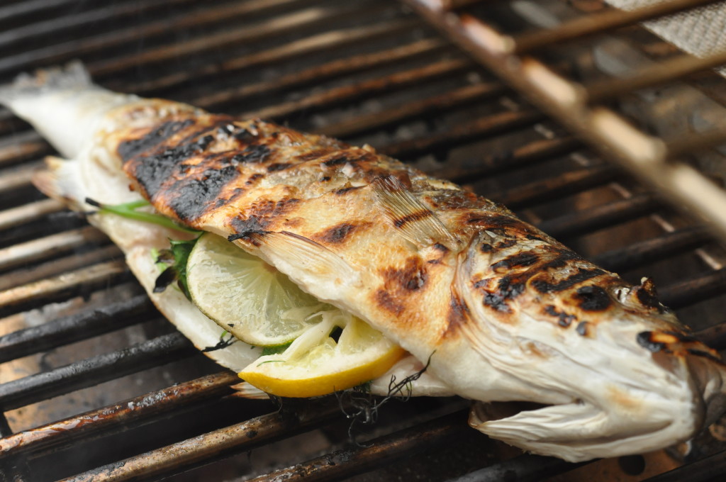 stuffed grilled branzino