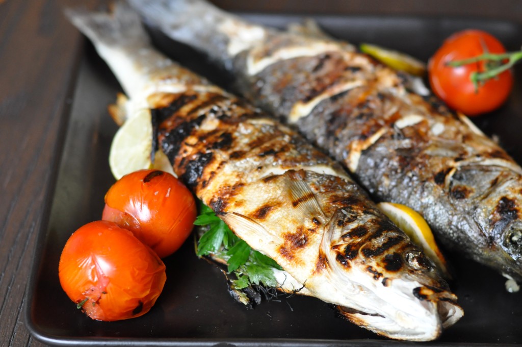 Grilled Branzini Stuffed with Mint, Parsley & Lemon Grilled Branzini stuffed with mint, parsley and lemon