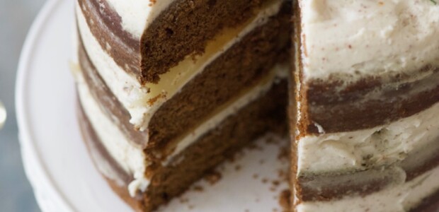 Gingerbread Cake with Rum Brown Butter Cream Cheese Frosting